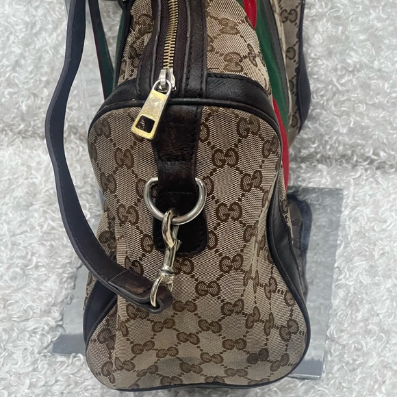 Gucci Monogram Vintage Women’s Web Boston Shoulder Bag - Picture 4 of 16